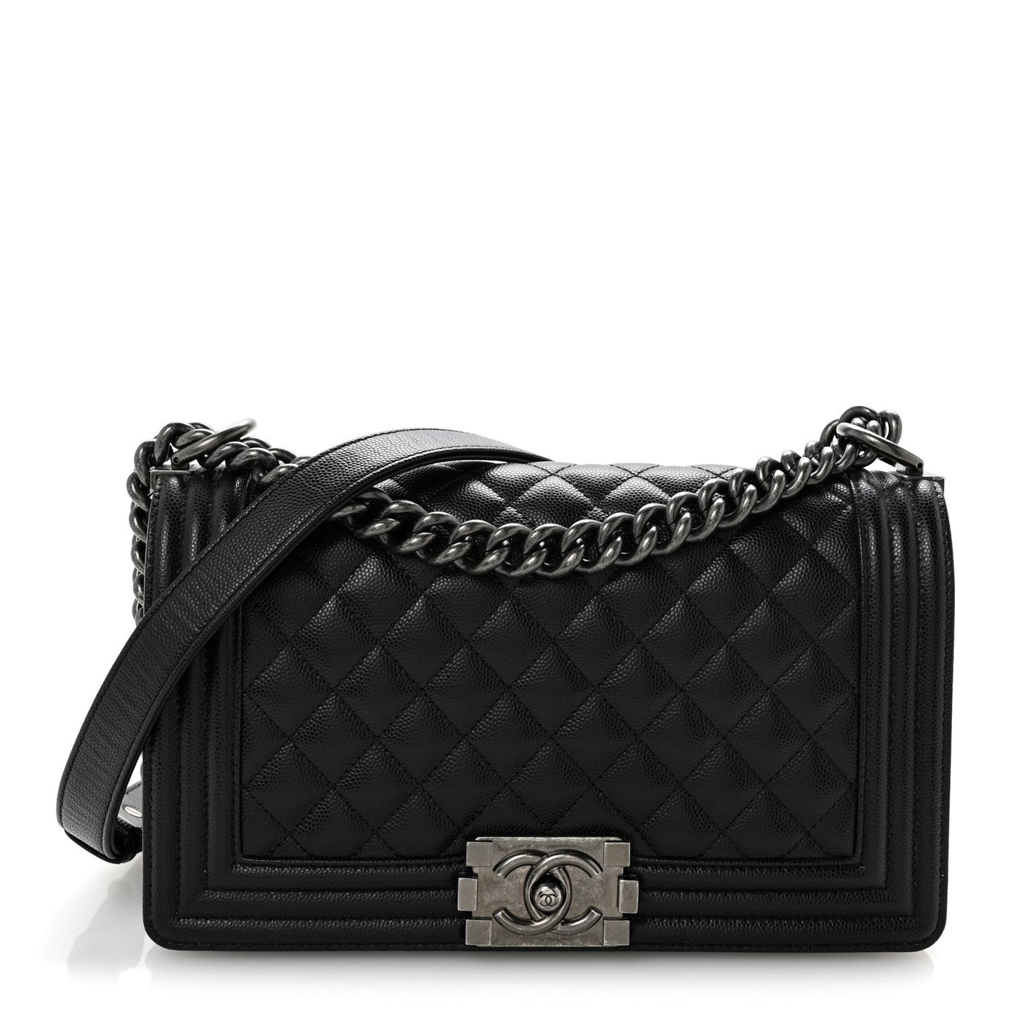 Caviar Quilted Medium Boy Flap Black