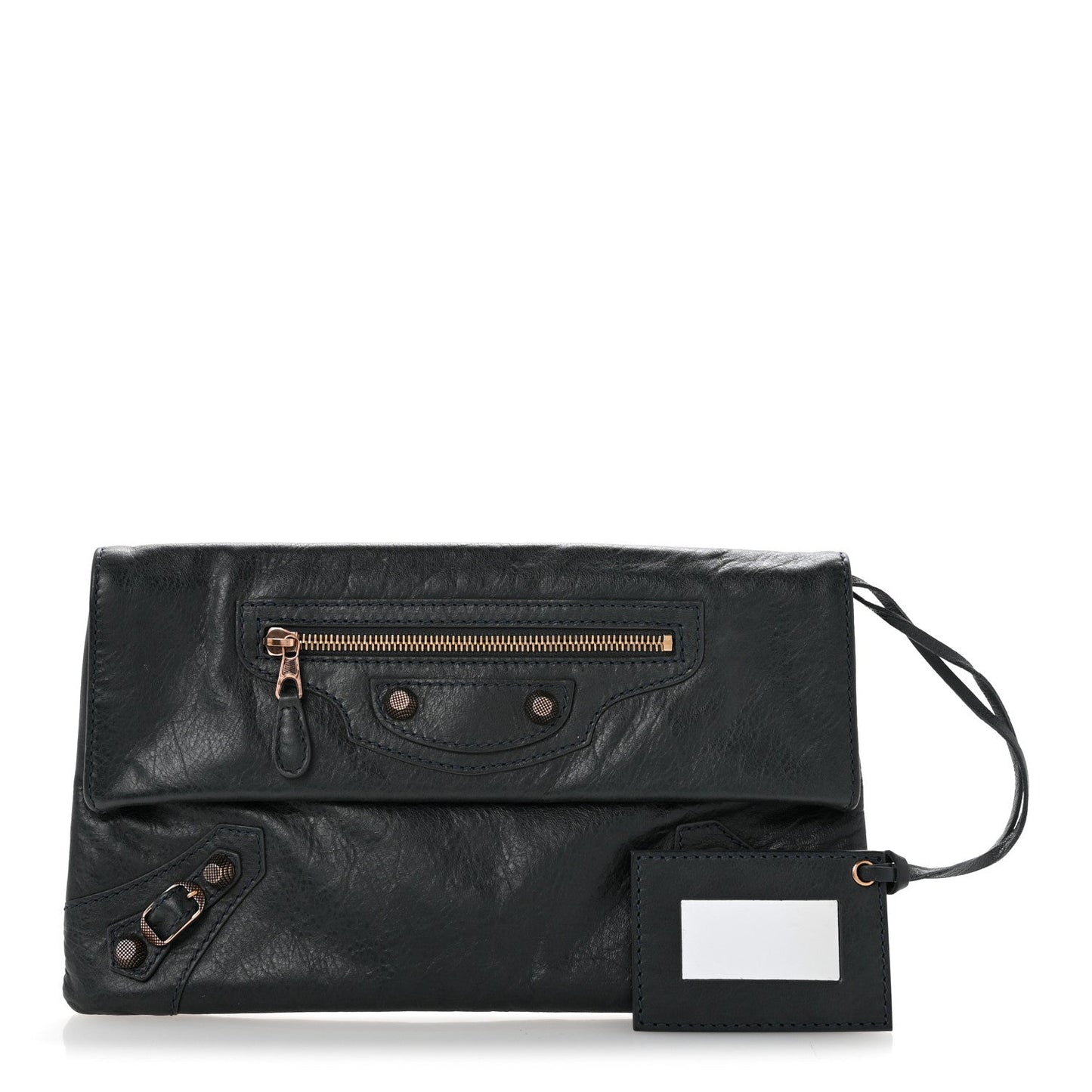Agneau Giant 12 Rose Gold Hardware Envelope Clutch Anthracite