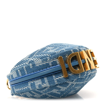 Denim Effect Fabric Jacquard FF Nano Fendigraphy Hobo Charm Blue