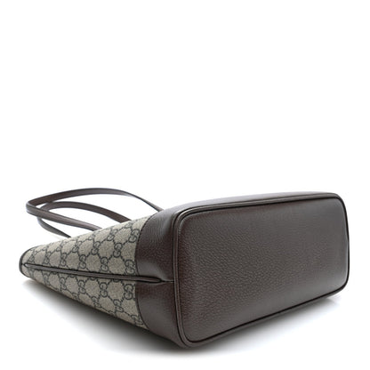 GG Supreme Monogram Textured Calfskin Web Small Ophidia Shoulder Tote Bag Beige Ebony New Acero