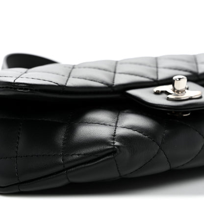 Calfskin Quilted CC Uniform Flap Belt Bag Black