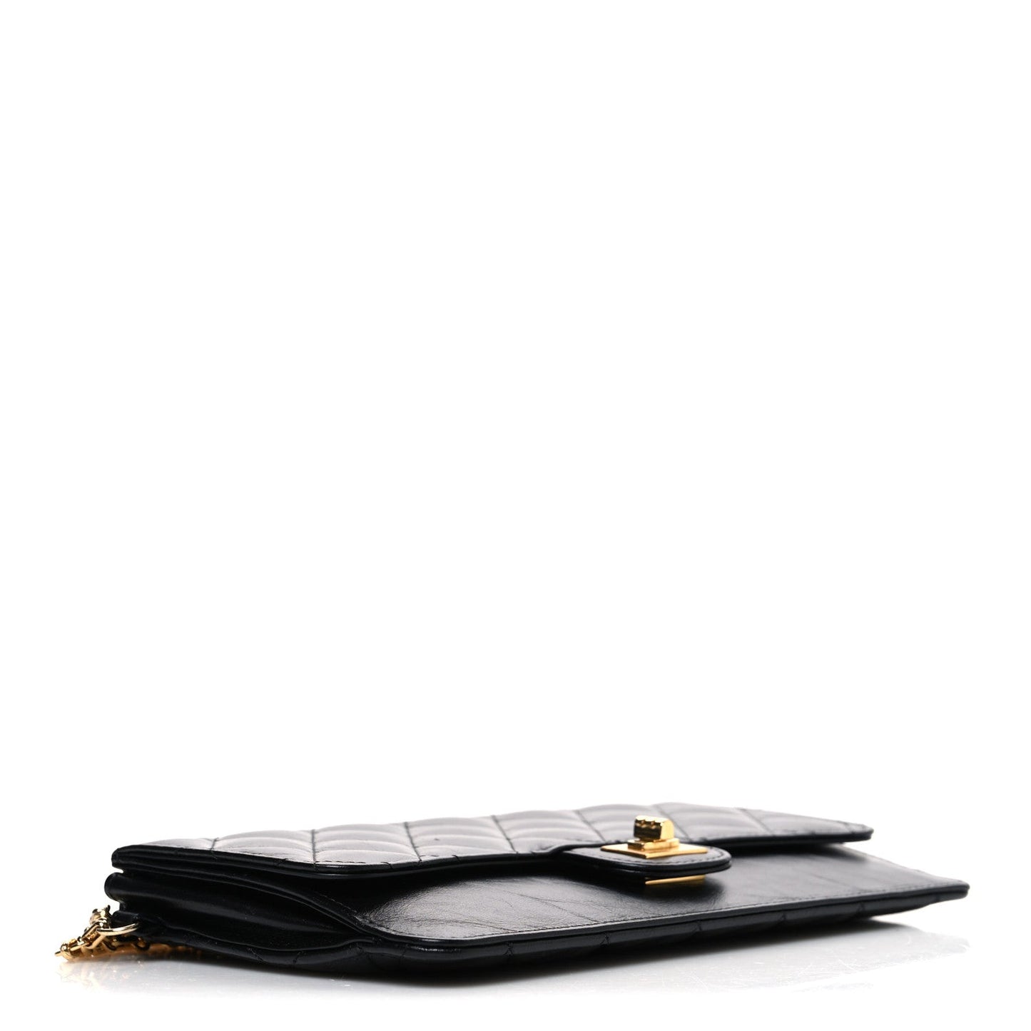 Aged Calfskin Quilted 2.55 Reissue Pouch With Chain Handle Black