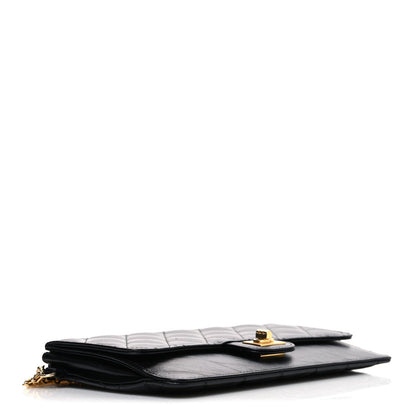Aged Calfskin Quilted 2.55 Reissue Pouch With Chain Handle Black