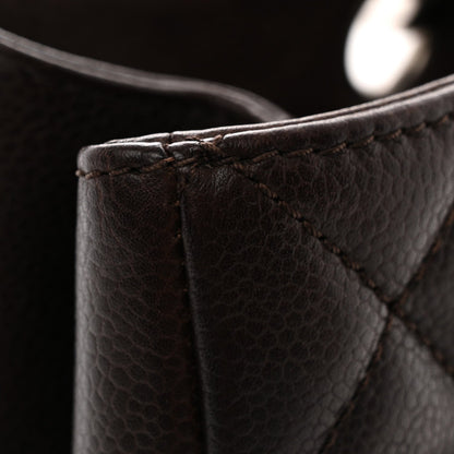 Caviar Quilted Grand Shopping Tote GST Dark Brown