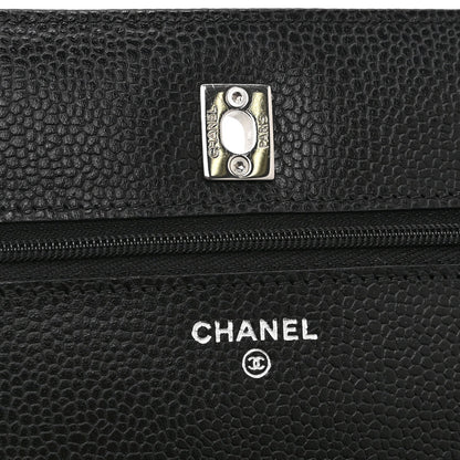 Caviar Quilted CC Turnlock Wallet On Chain WOC Black