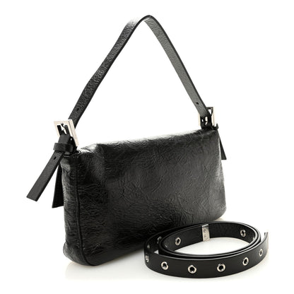 Crackled Calfskin Baguette 26424 Black