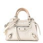 Semi Shiny Calfskin Crocodile Embossed Neo Classic Silver Hardware Nano City Crossbody White