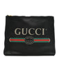 Pebbled Calfskin Medium Logo Portfolio Clutch Black