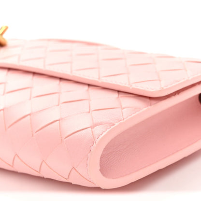 Nappa Intrecciato Long Andiamo Top Handle Clutch Rose