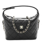 Caviar Quilted Hobo Clutch With Chain Black