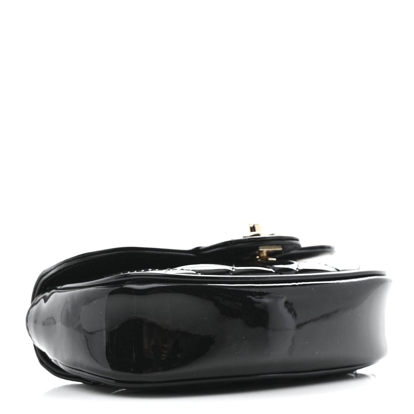 Patent Calfskin Quilted Mini Clutch Black