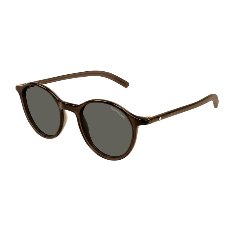 Montblanc Sunglasses Round Full Rim, Shiny Brown Frame and Grey Lens MB0324S002