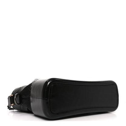 Aged Calfskin Quilted Medium Gabrielle Hobo Black