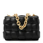 Lambskin Maxi Intreccio Padded Chain Cassette Crossbody Bag Black