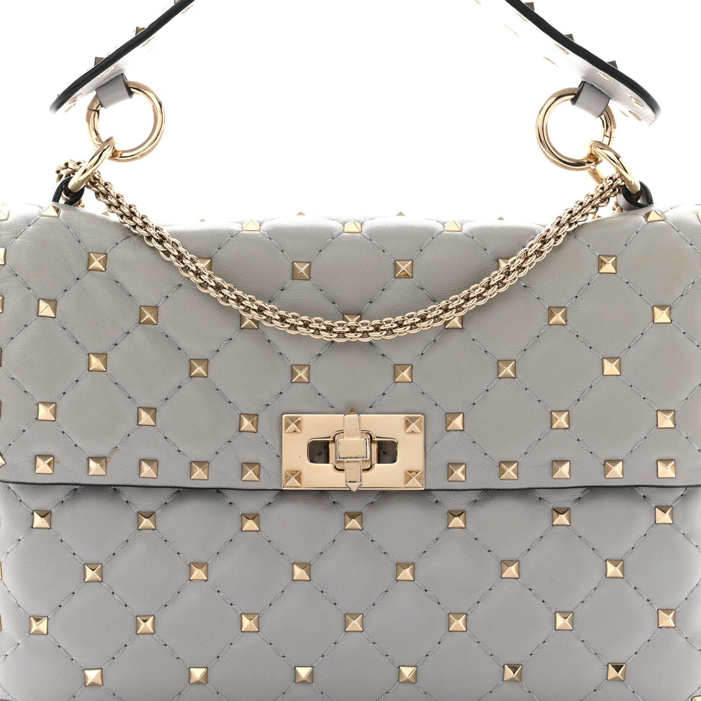 Nappa Medium Rockstud Spike Shoulder Bag Pastel Grey