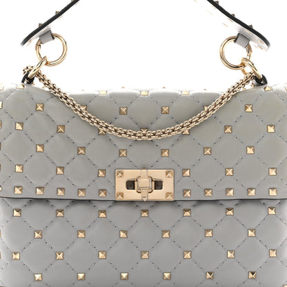 Nappa Medium Rockstud Spike Shoulder Bag Pastel Grey