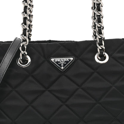 Nylon Tessuto Impuntu Quilted Tote Black