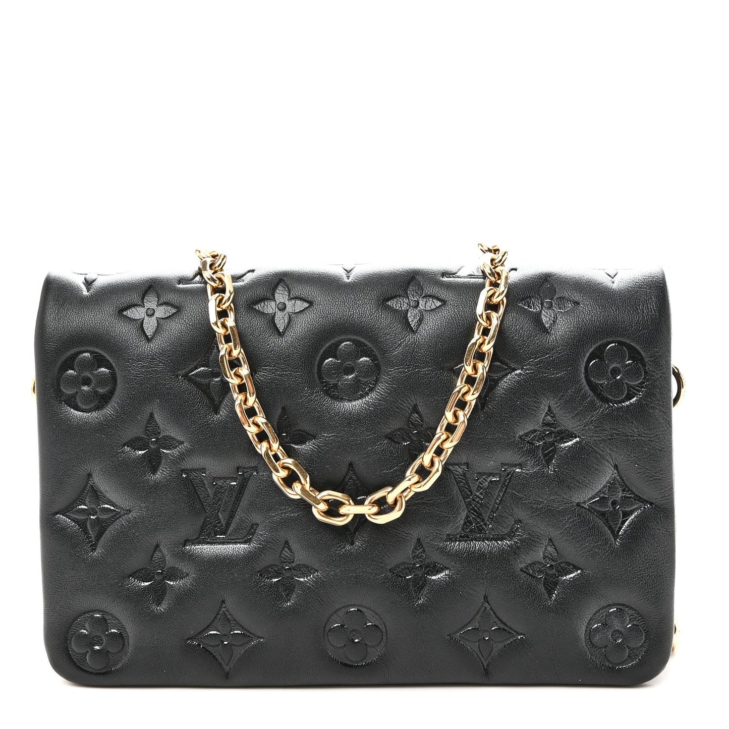 Lambskin Embossed Monogram Pochette Coussin Black