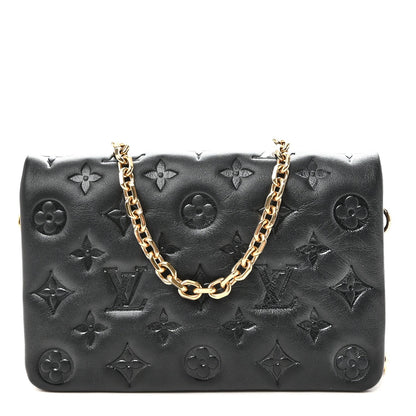 Lambskin Embossed Monogram Pochette Coussin Black