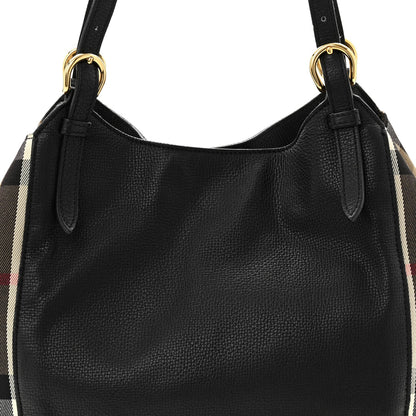 Grainy Calfskin House Check Small Canterbury Black