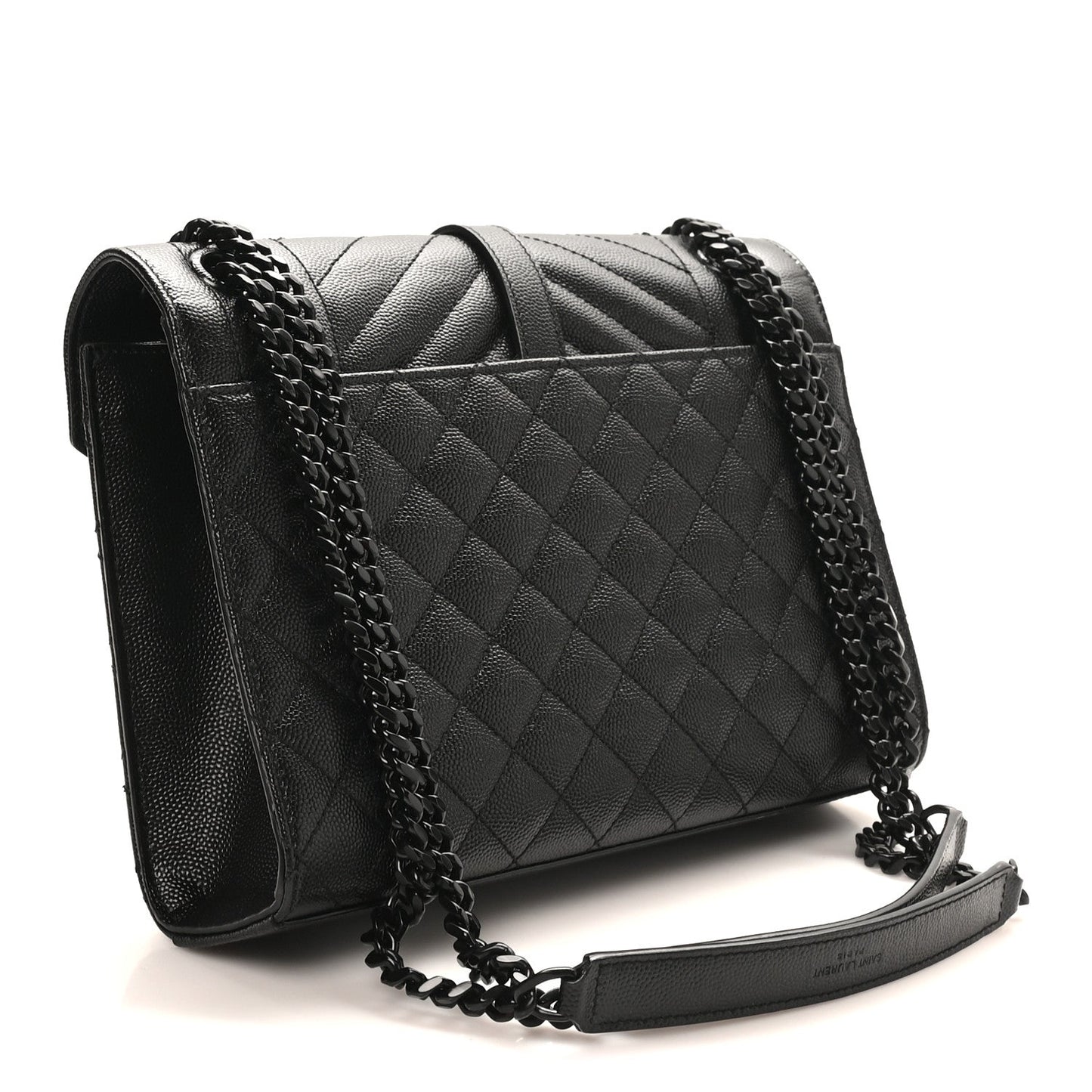 Grain De Poudre Textured Mixed Matelasse Triquilt Medium Monogram Monochrome Satchel Black