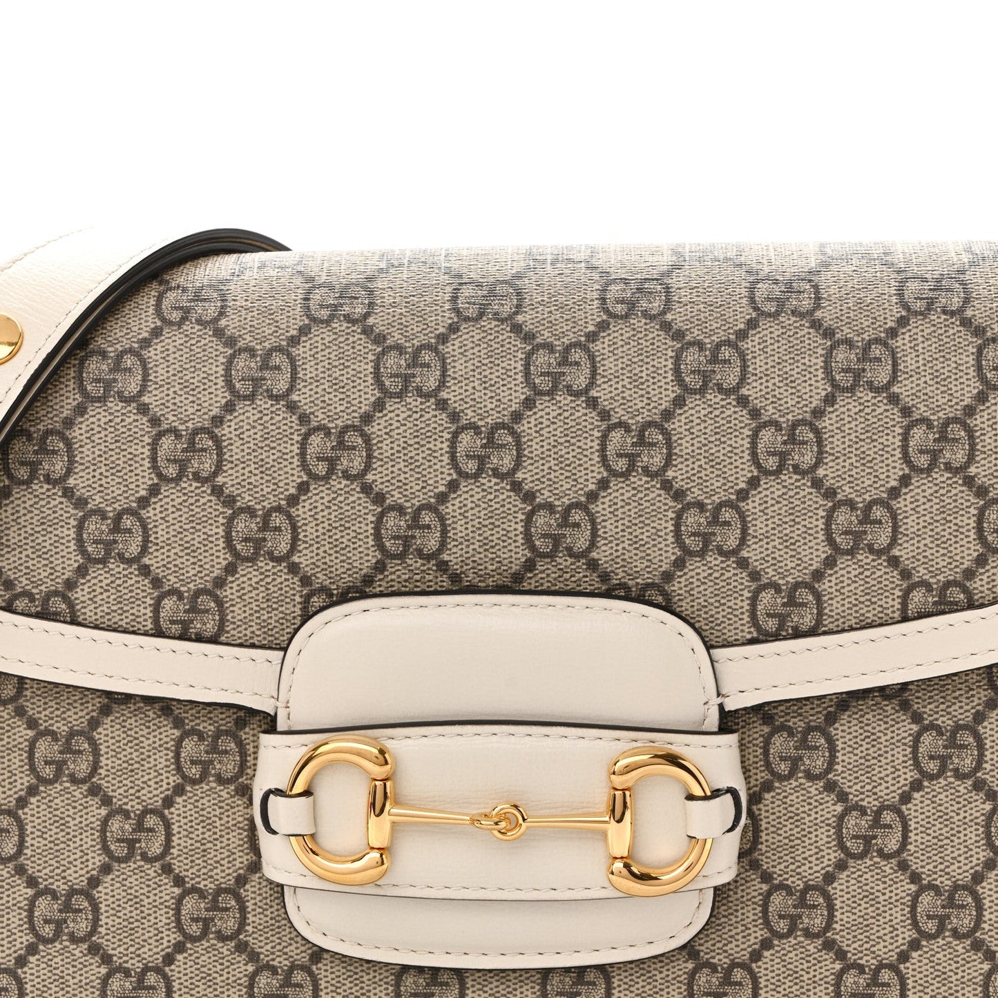 GG Supreme Monogram Horsebit 1955 Shoulder Bag Beige Mystic White