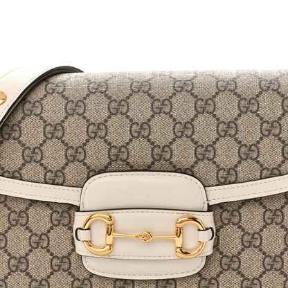 GG Supreme Monogram Horsebit 1955 Shoulder Bag Beige Mystic White