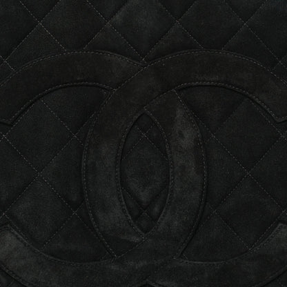 Suede Quilted Medallion Tote Black