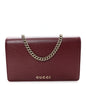 Textured Calfskin Script Logo Wallet On Chain Rosso Ancora