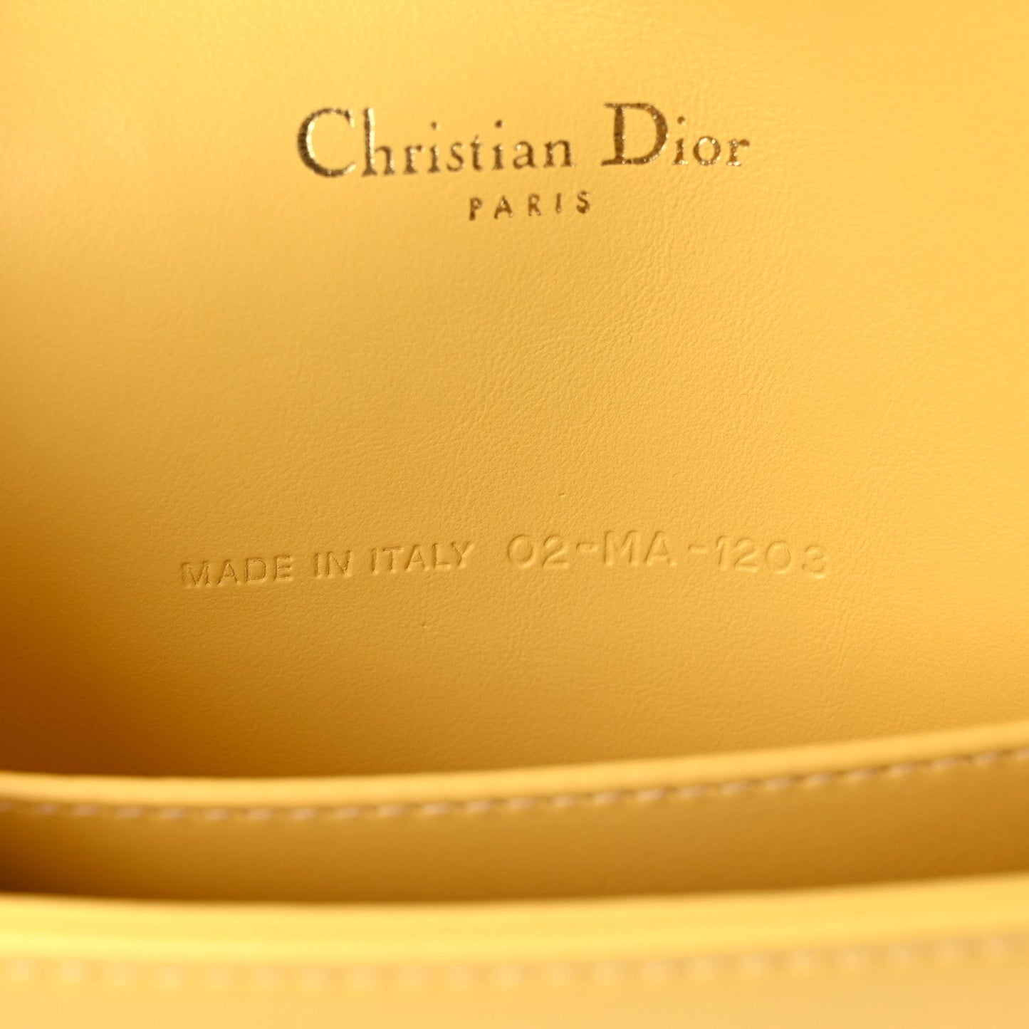 Calfskin Satin Bead Embroidery Lady Dior Clutch Gold Yellow