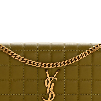 Lambskin Carre Quilted Cassandre Chain Wallet Olive Drab