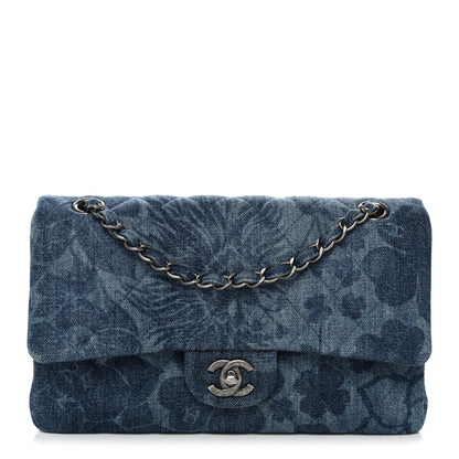 Denim Quilted Medium Camellia Flap Blue
