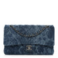 Denim Quilted Medium Camellia Flap Blue