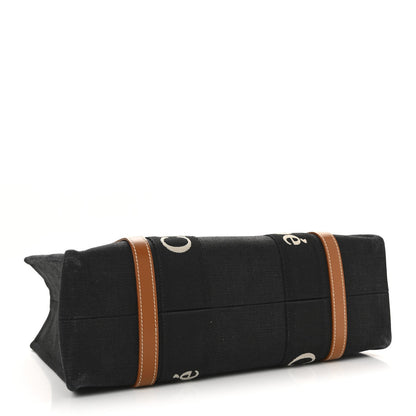 Cotton Calfskin Medium Woody Ribbon Tote Black