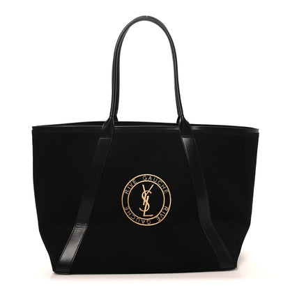Linen Calfskin Rive Gauche Tote Black