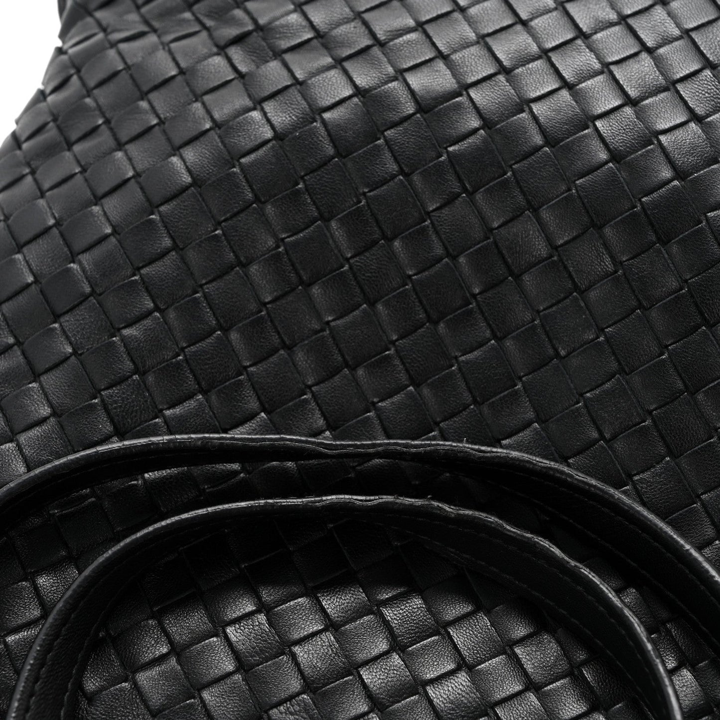 Nappa Intrecciato Flat Shoulder Bag Black