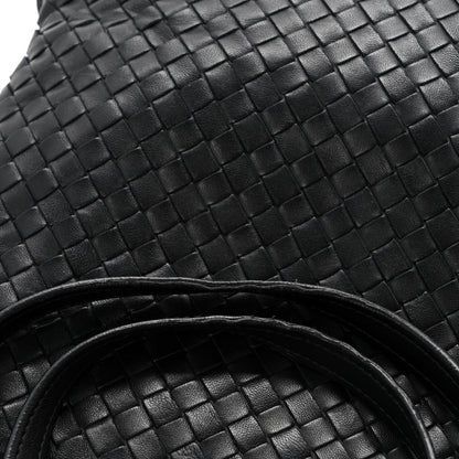 Nappa Intrecciato Flat Shoulder Bag Black