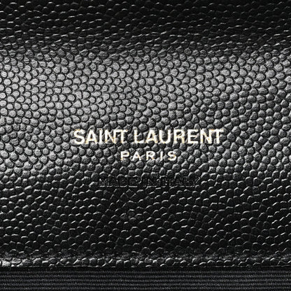 Grain De Poudre Matelasse Chevron Monogram Envelope Clutch Black