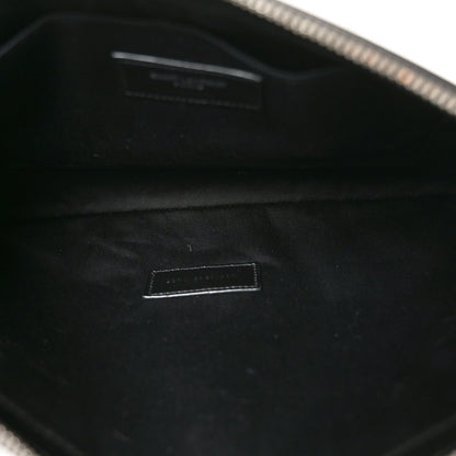 Linen Canvas Rive Gauche Zipped Pouch Black