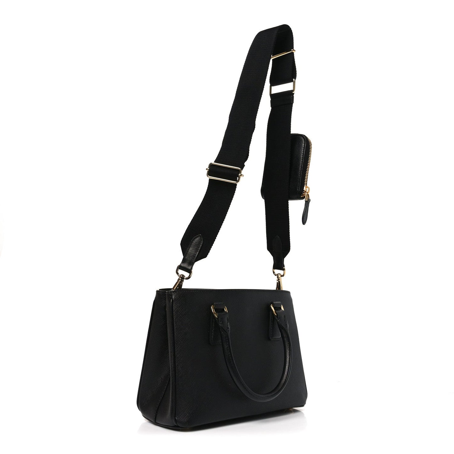 Saffiano Lux Micro Galleria Shoulder Bag Black