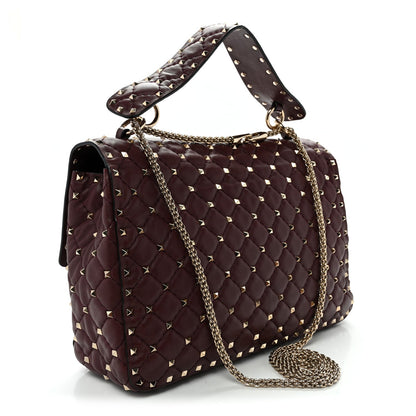 Nappa Large Rockstud Spike Shoulder Bag Rubin