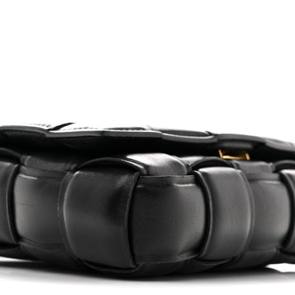 Nappa Maxi Intreccio Small Padded Cassette Crossbody Bag Black