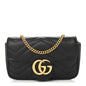 Calfskin Matelasse Super Mini GG Marmont Shoulder Bag Black