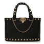 Grainy Calfskin Mini Rockstud Shopping Bag Black