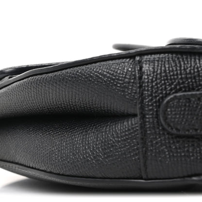Grained Calfskin Mini Saddle Bag Black