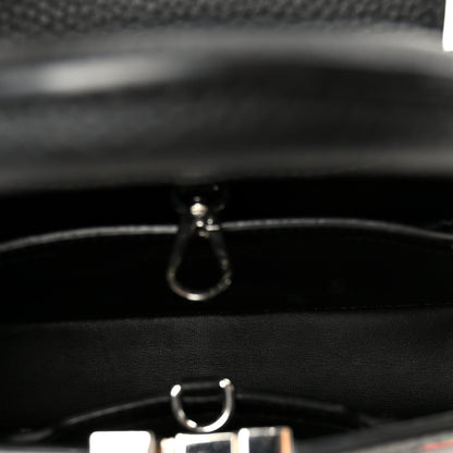 LV X YK Taurillon Inlaid Kusama Flowers Capucines BB Black