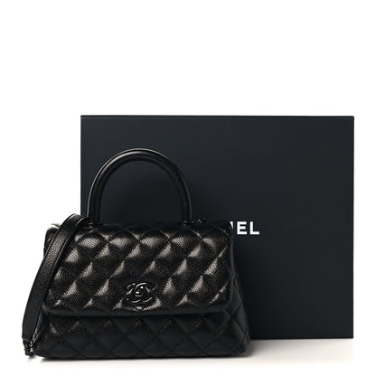 Caviar Quilted Mini Coco Handle Flap So Black