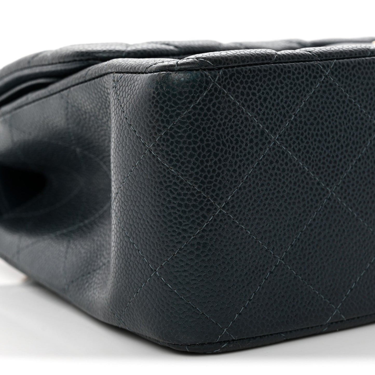 Metallic Caviar Quilted Jumbo Double Flap Dark Blue