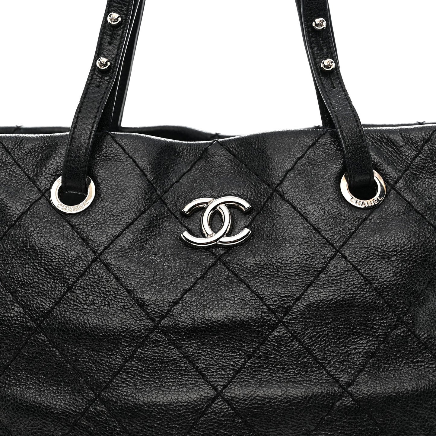 Glazed Calfskin Large On The Road Tote Black