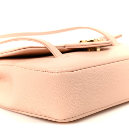 Shiny Caviar Mini Preppy Coco Shoulder Bag Light Pink
